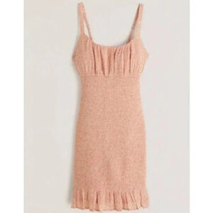 Abercrombie & Fitch Smocked Floral Mini Dress Peach Coral Size Small